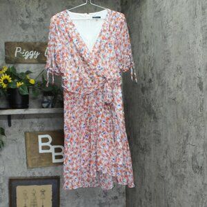 Tommy Hilfiger Quarter Sleeve Surplice Midi Dress Ivory White / Grenadine 14